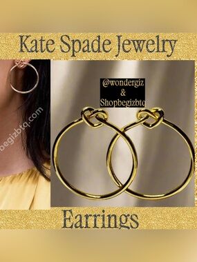 Kate Spade Authentic Gold Love Me Knot Heart Hoop Earrings